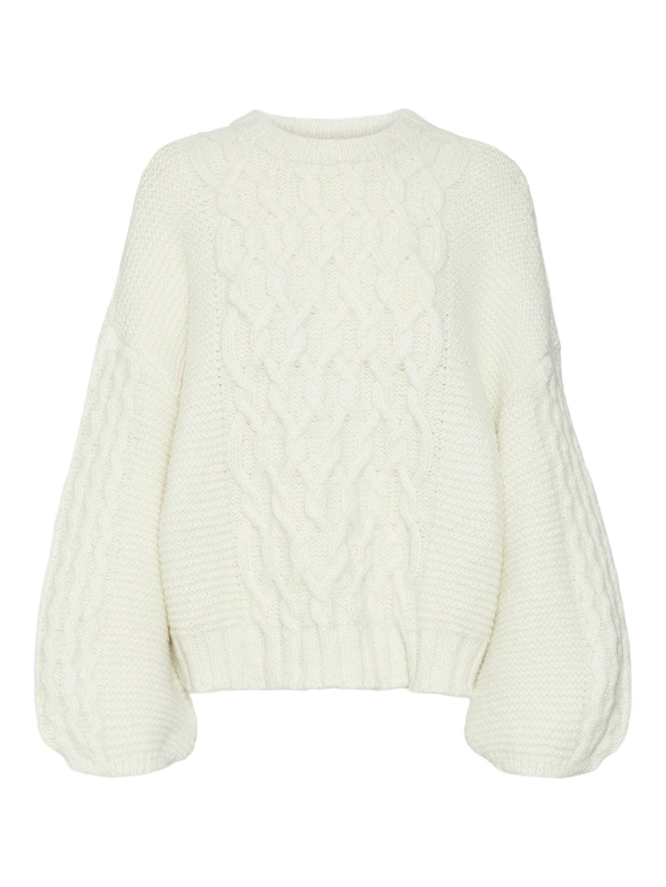 Vmnewsvea Ls Oneck Oversize Pullover - Ecru