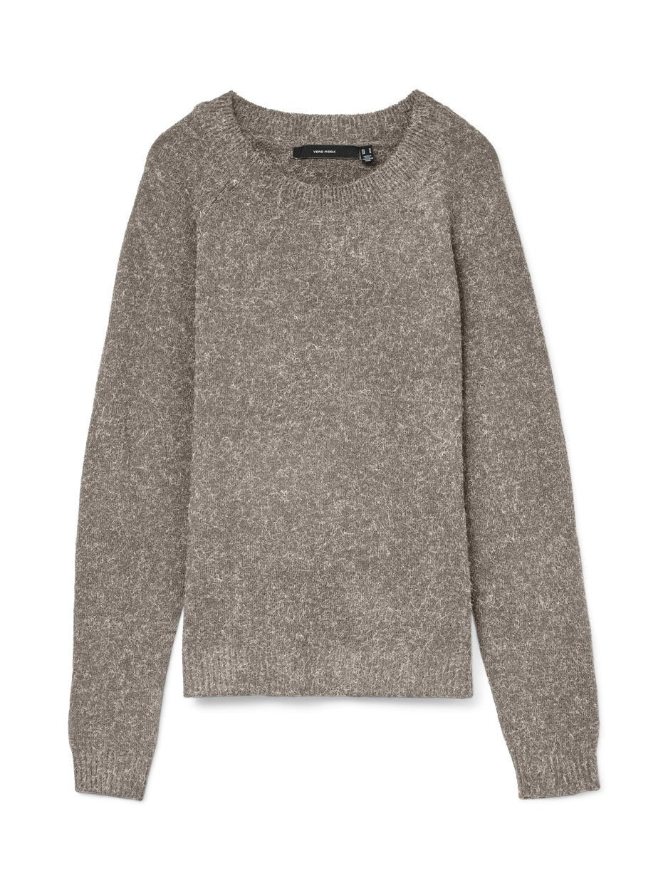 Vmdoffy Ls O-neck Blouse Ga Noos - Bruin Melee