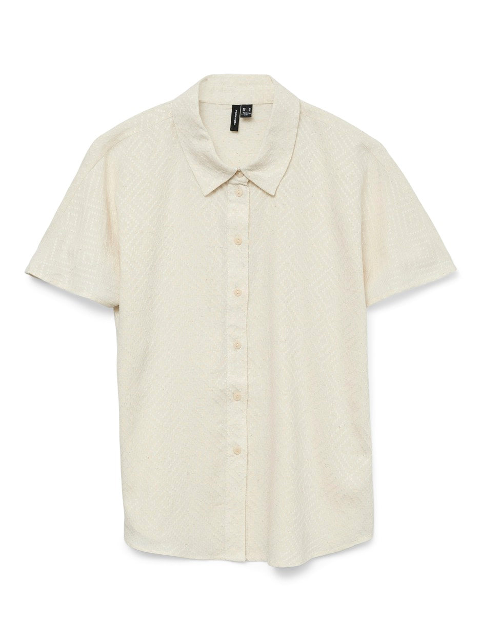 Vmvilna Ss Wide Shirt Wvn - Beige