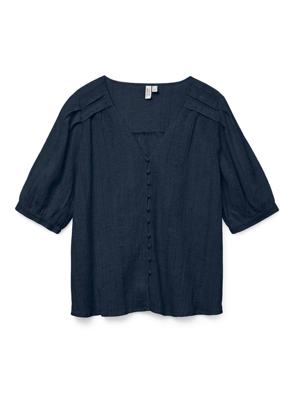 Vmdahlia S/s V-neck Shirt Wvn Btq - Navy