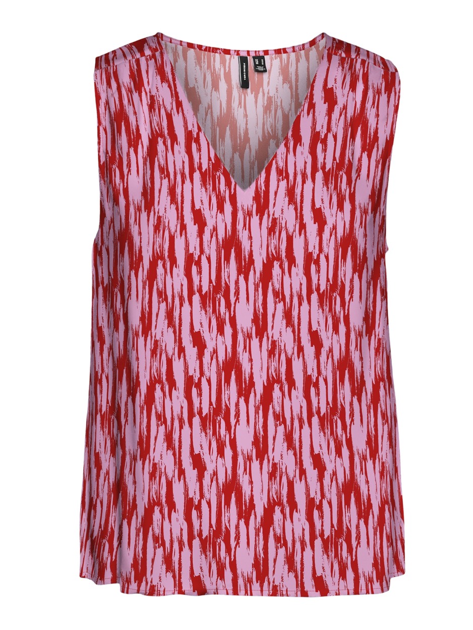 Vmeasy Joy S/l V-neck Top Wvn Ga - Rood Dessin