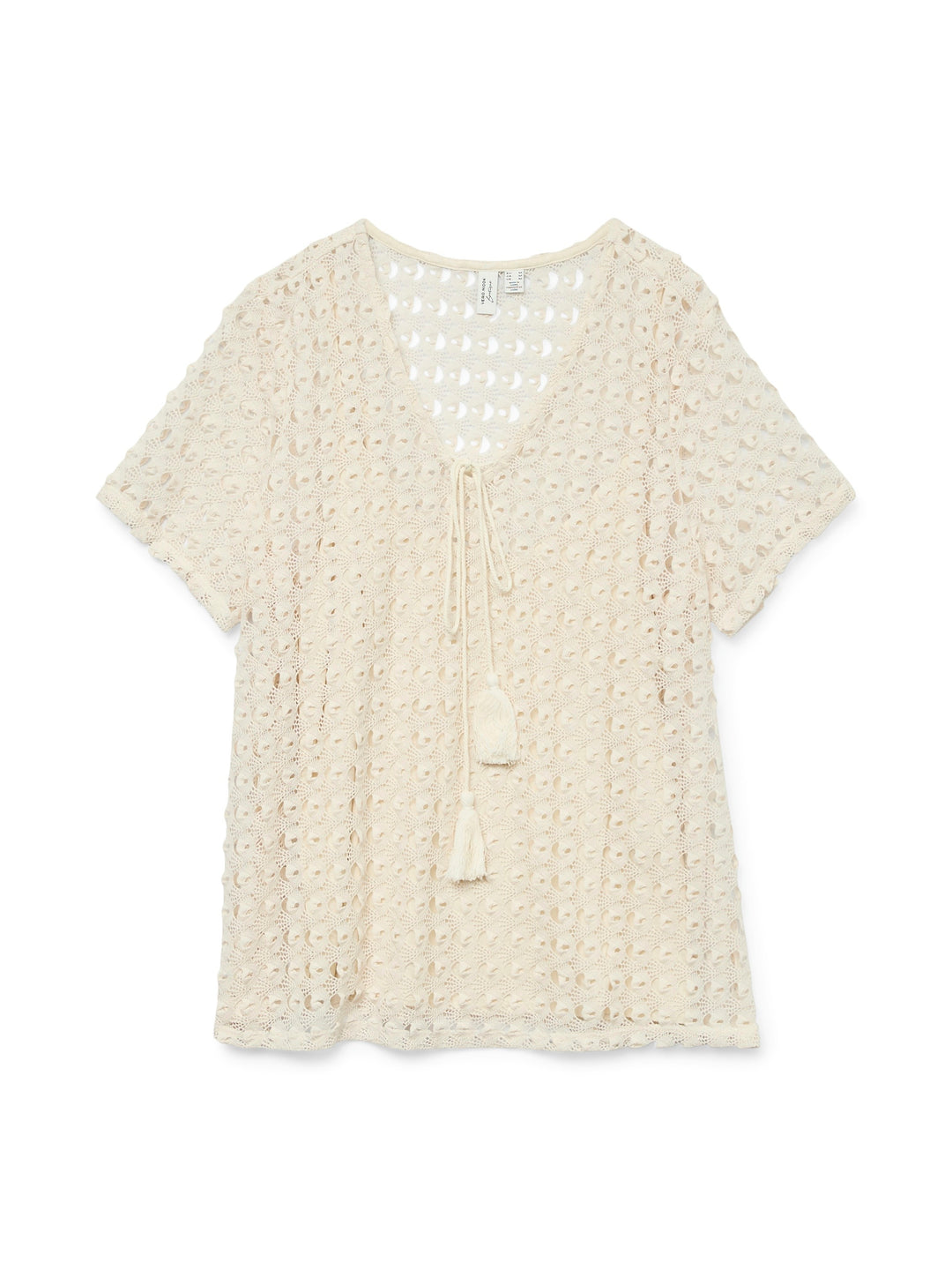 Vmdylie S/s V-neck Top Wvn Btq Ga - Ecru
