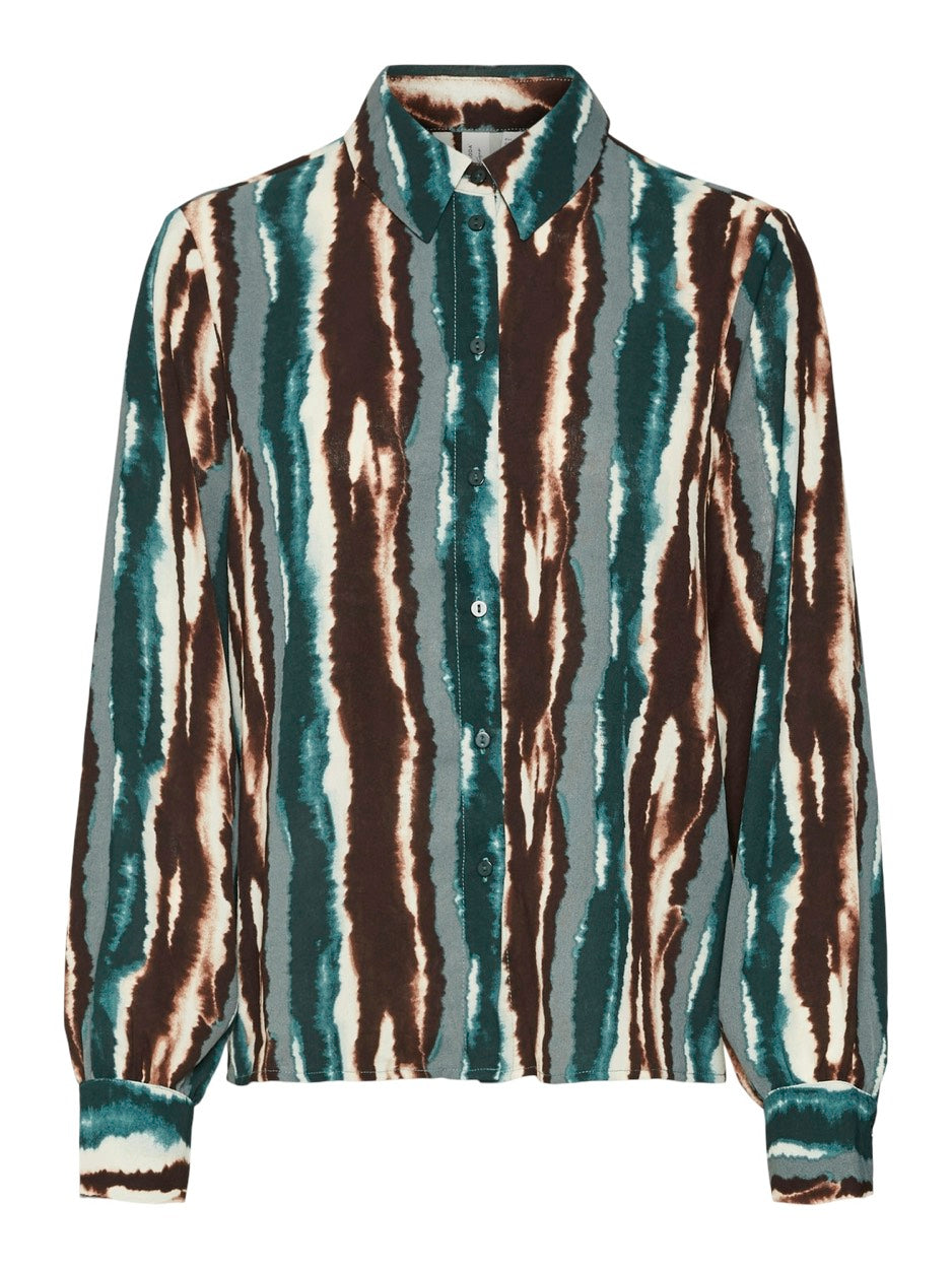 Vmtallia L/s Shirt Wvn Btq Ga - Groen Dessin