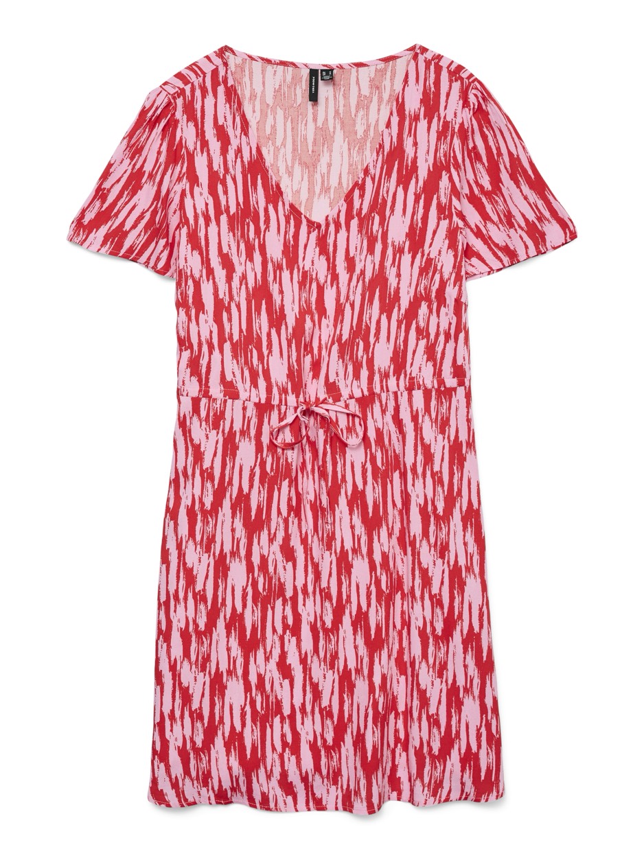 Vmeasy Joy Ss Short Dress Wvn Ga - Rood Dessin