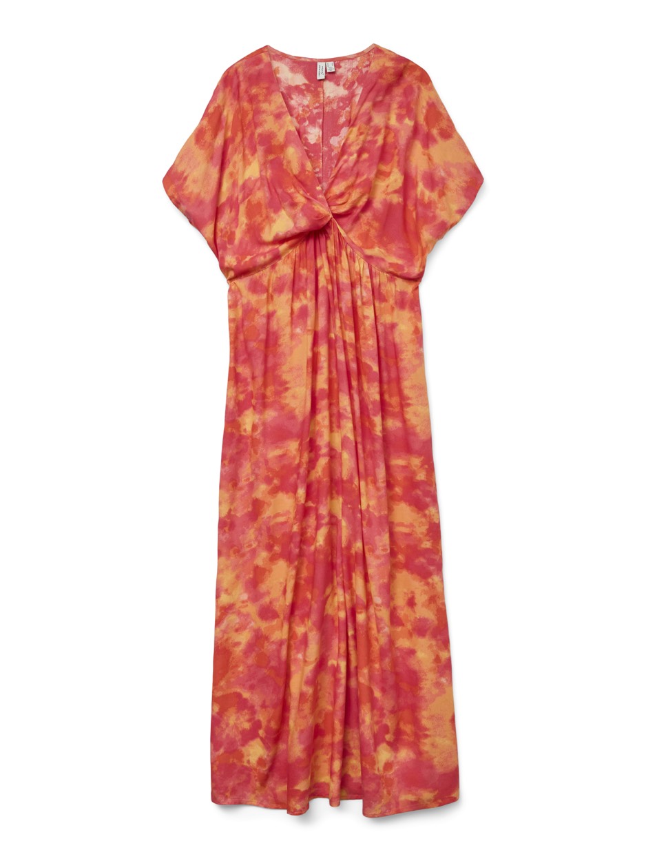 Vmciana Ss V-neck Ankle Dress Wvn L - Oranje Dessin