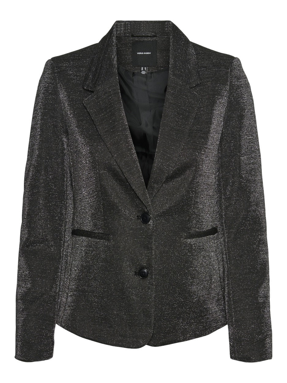 Vmshali Ls Fitted Shiny Blazer - Zwart
