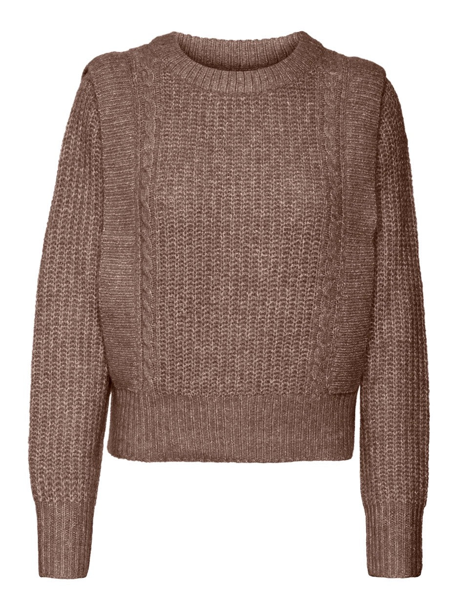 Vmhazel Ls O-neck Pullover Ga Boo - Bruin Melee