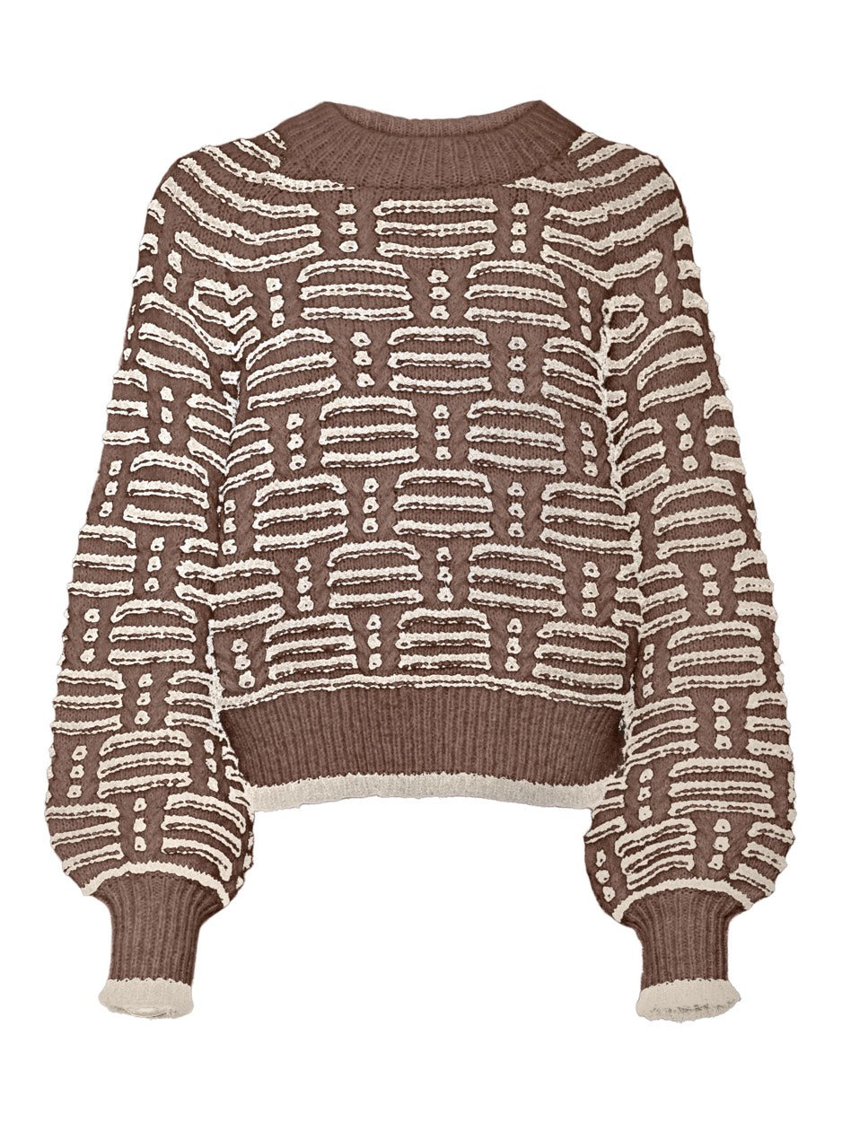Vmsolange Ls O-neck Pullover Ga - Bruin Dessin