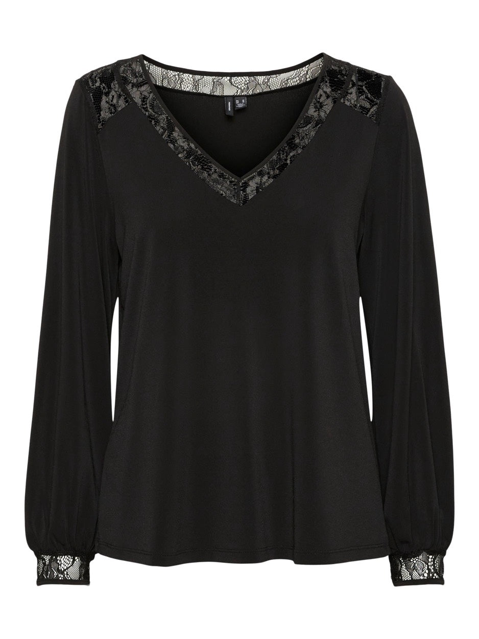 Vmlucky L/s Top Jrs Ga Btq - Zwart