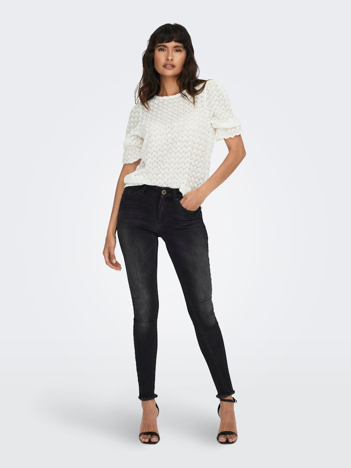 Onlblush Mid Ank Raw Jeans Rea1099 . . 1827. Juli - Black Denim