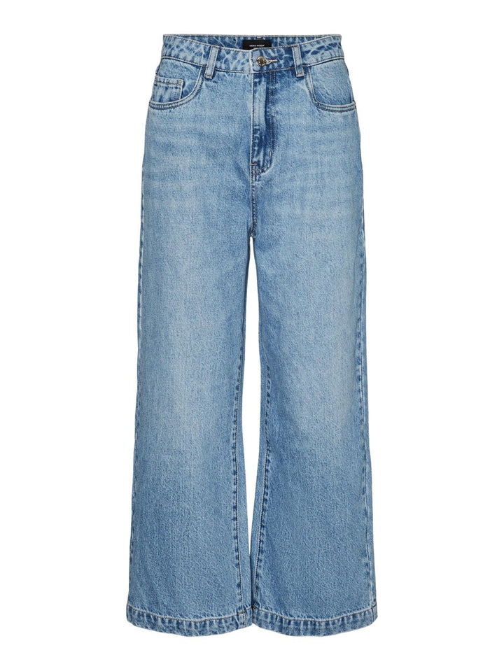 Vmkathy Hr Wide Cropped Jeans Gu382 - Blue Denim