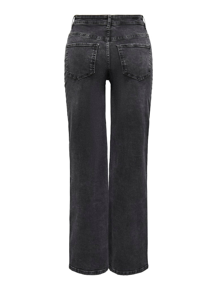 Jdyfelina-fina Hw Wide Dnm Jean Darkgrey - Black Denim