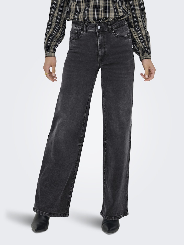 Jdyfelina-fina Hw Wide Dnm Jean Darkgrey - Black Denim