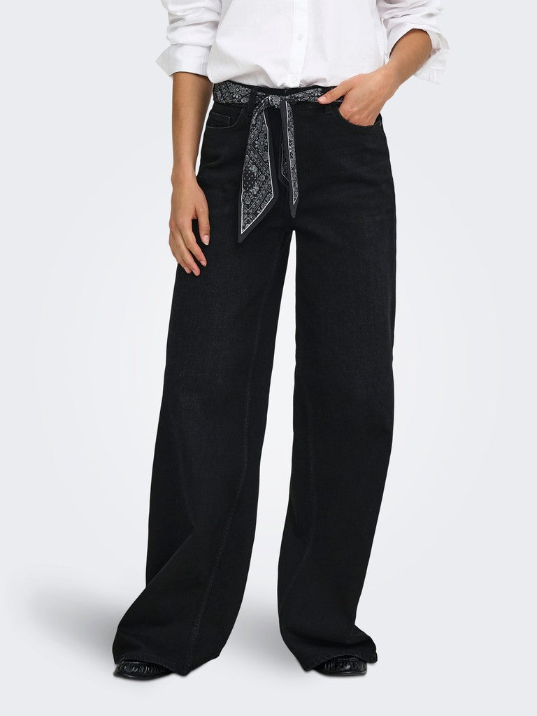 Jdyvera Hw X-wid Scarf Jeans Blk Dnm - Black Denim