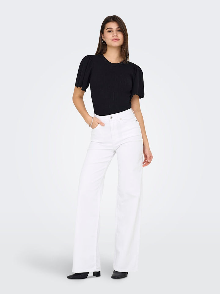 Onlmadison Blush Hw Wide Dnm Cro Noos - Wit