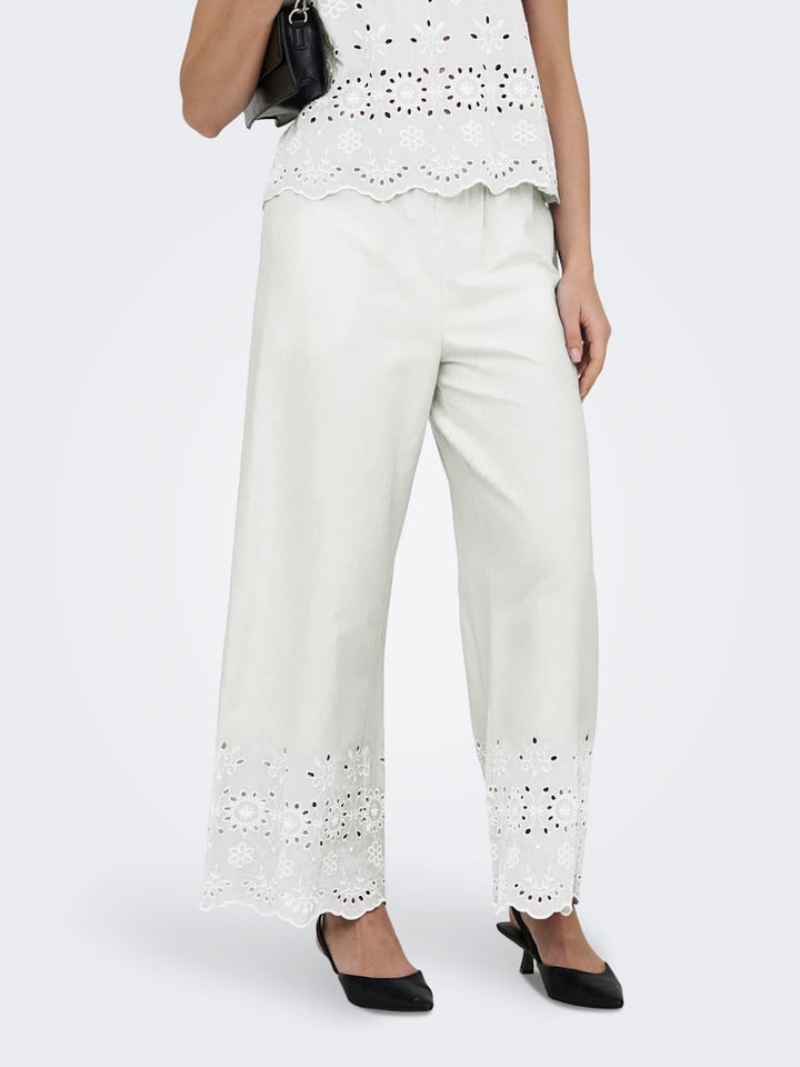 Jdymarina Hw Emb. Ankle Pant Wvn - Wit