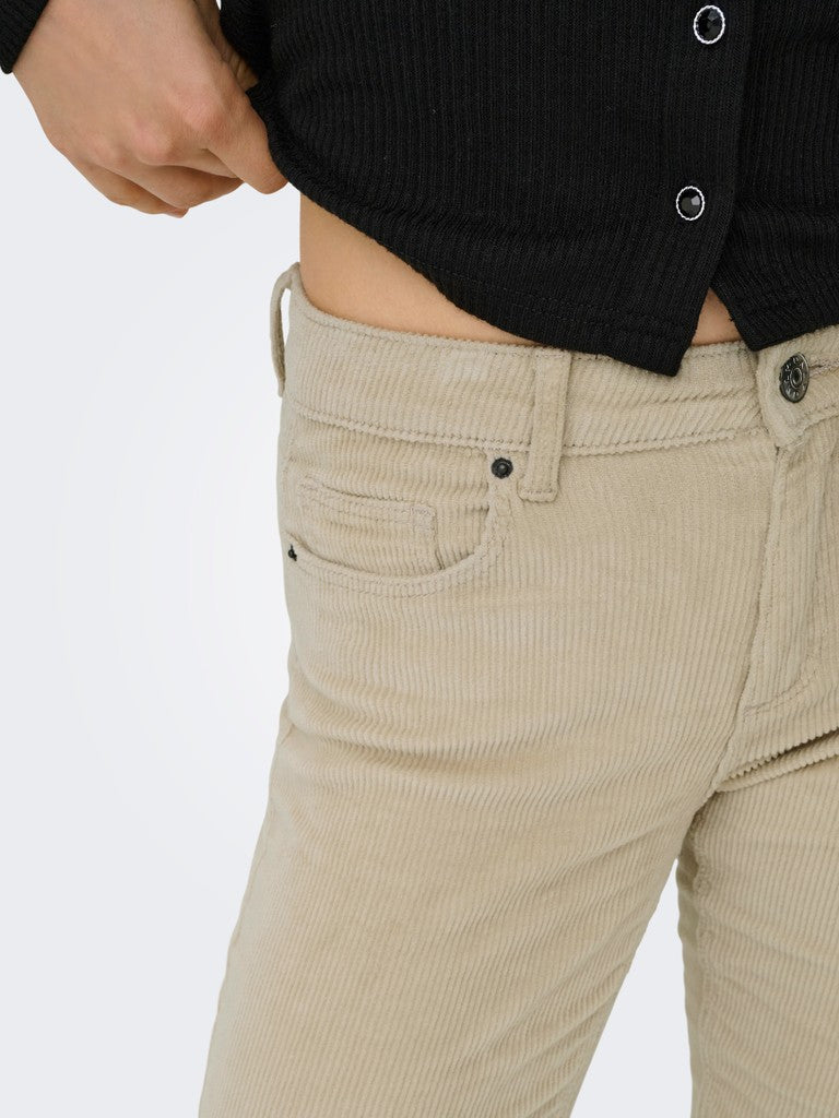 Onlmary-global Mid Cord Flared Pnt Noos - Ecru