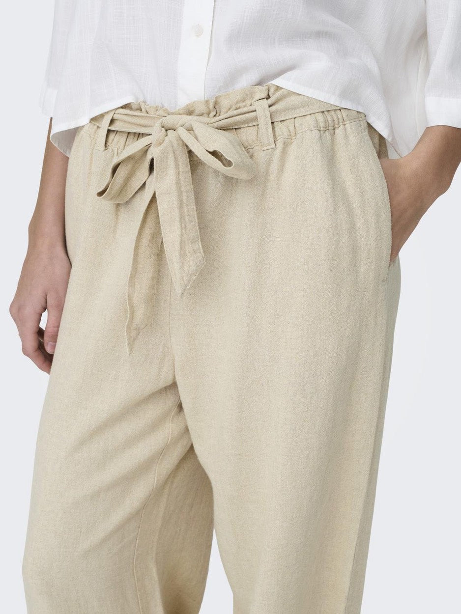 Jdysay Linen Belt Pant Wvn - Zand