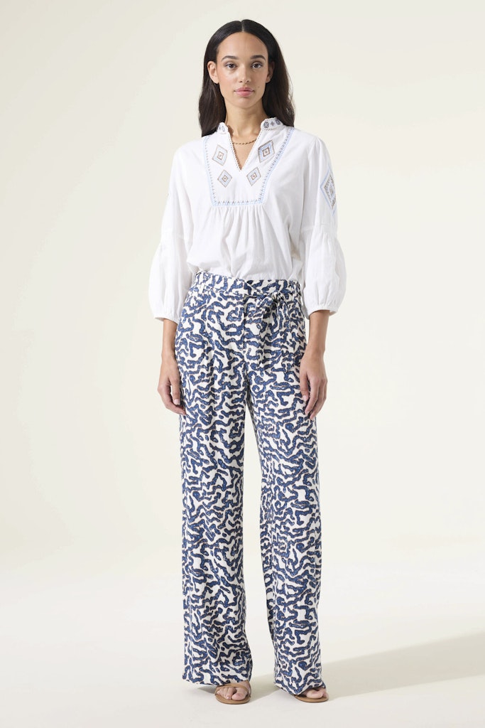 Lange Broek Aop - Ecru Dessin