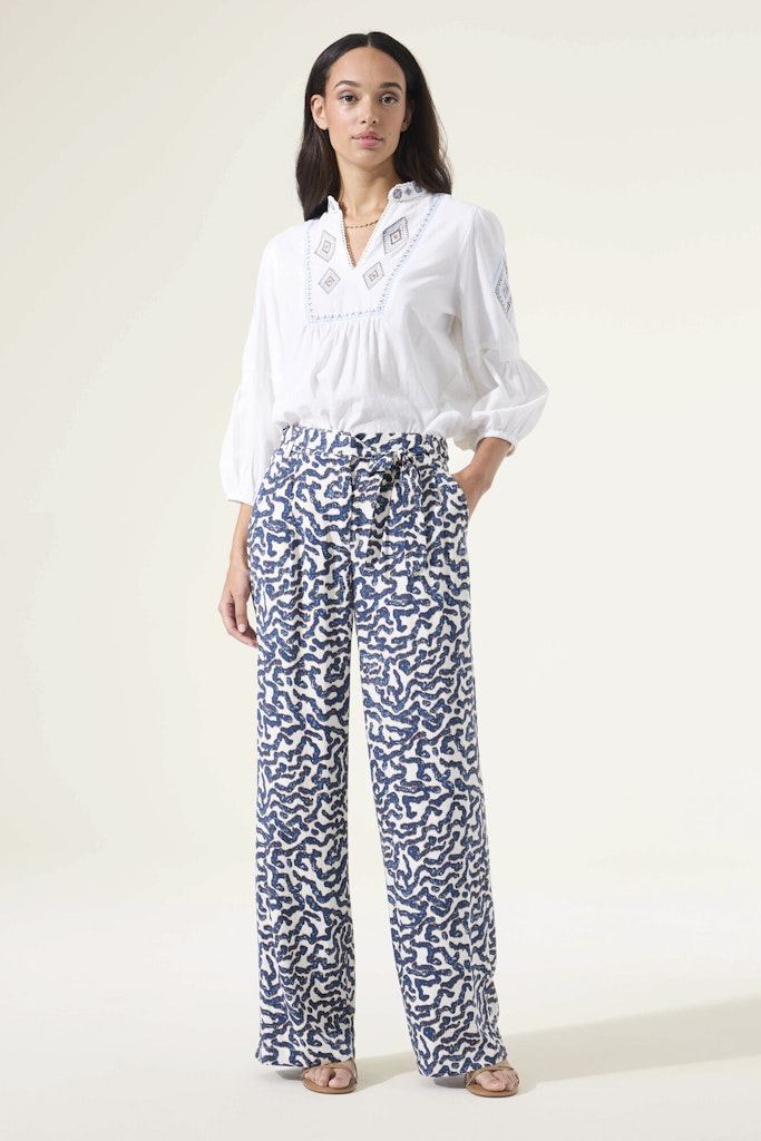 Lange Broek Aop - Ecru Dessin