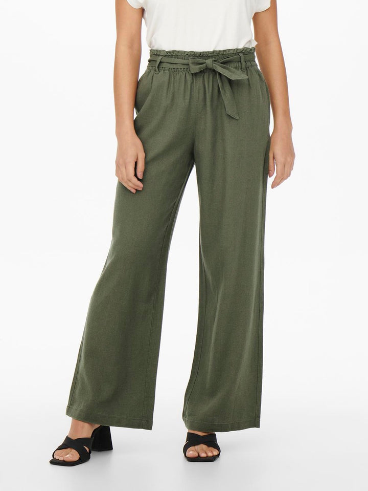 Jdysay Linen Belt Pant Wvn - Army