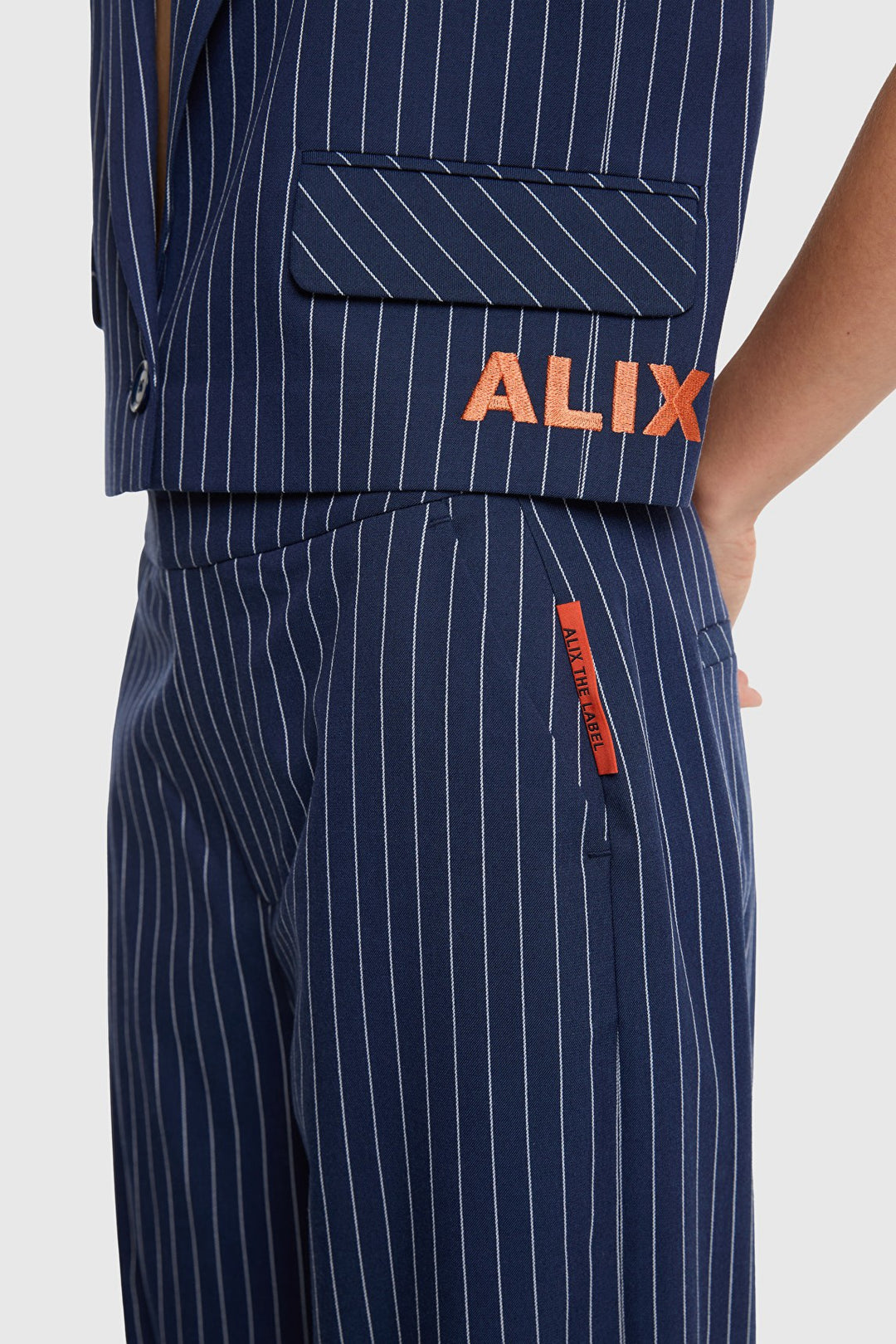 Striped Barrel Pant - Blauw Dessin