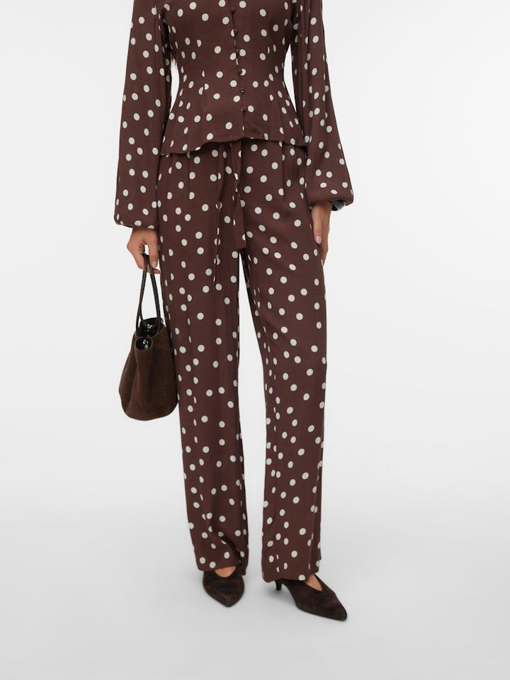 Vmelisa Nw Wide Tie Pant Wvn - Bruin Dessin