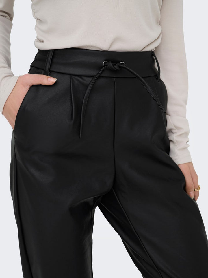 Onlpoptrash Easy Coated Pant Pnt No - Zwart