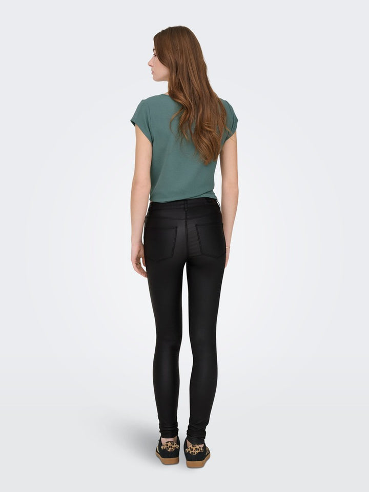 Onlanne K Mid Waist Coated Pnt Noos - Zwart