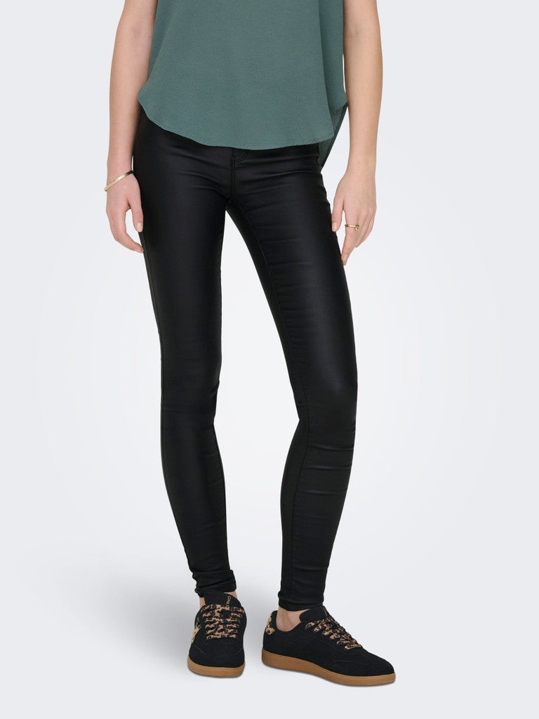 Onlanne K Mid Waist Coated Pnt Noos - Zwart