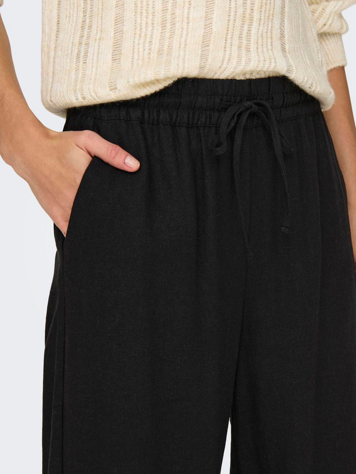 Jdysay Hw Linen Wide Pant Wvn Noos - Zwart