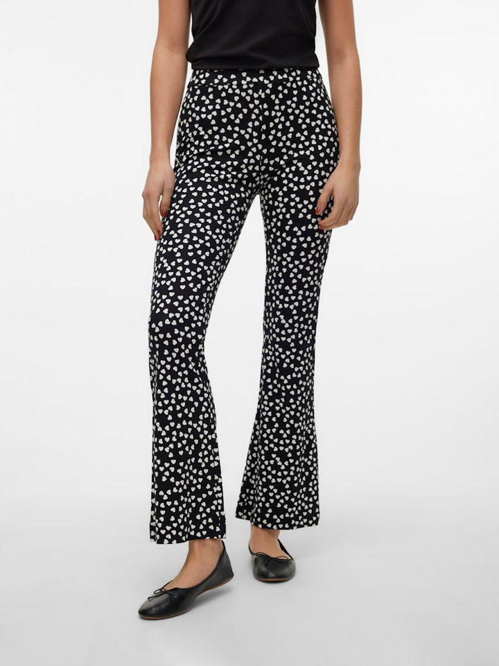 Vmkamma Mw Flared Jersey Print Pant - Zwart Dessin
