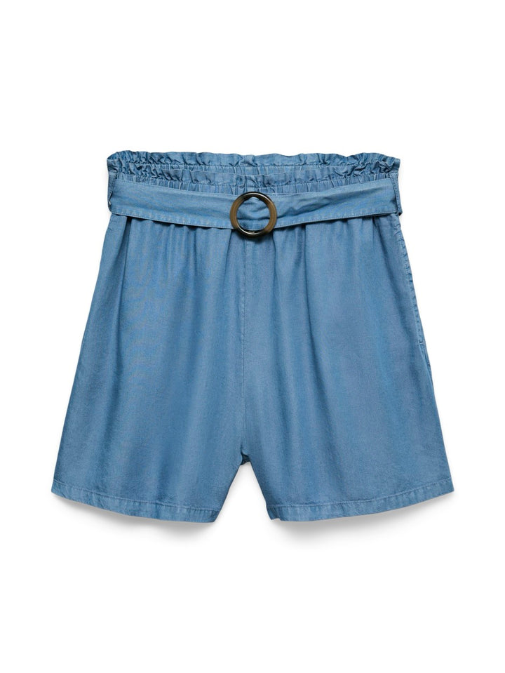 Vmfleur Hw Paperbag Belt Tencel Sho - Blue Denim
