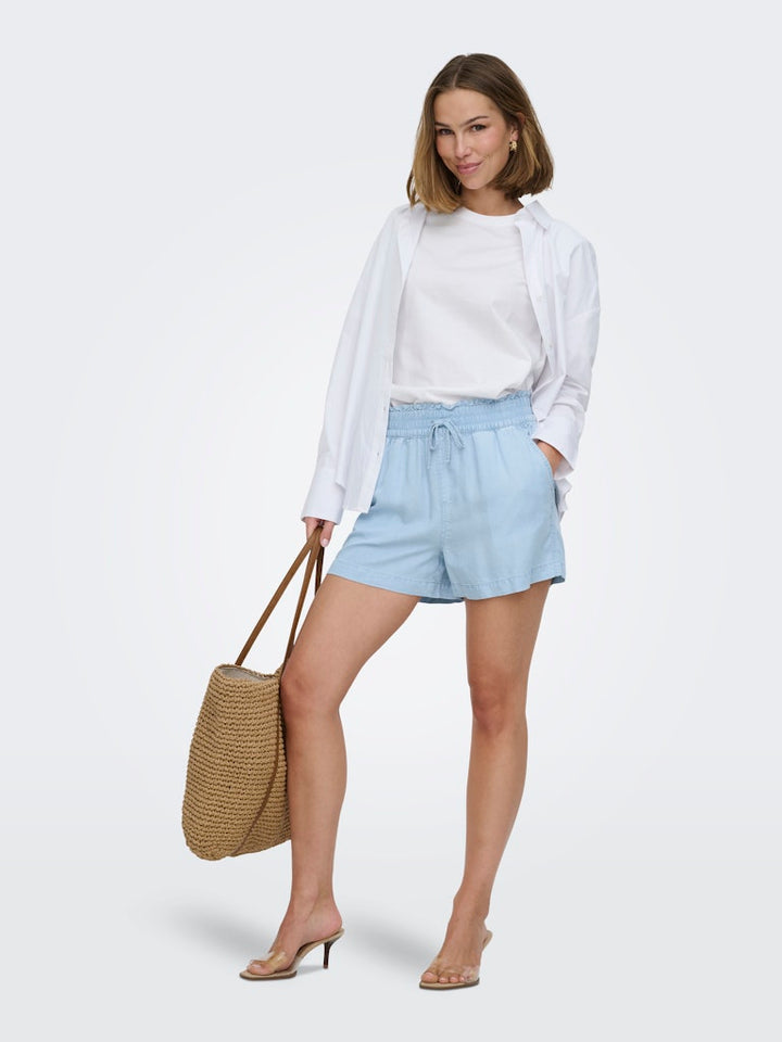 Onlcharis Life Pull Up Shorts Wvn Cc - Blue Denim