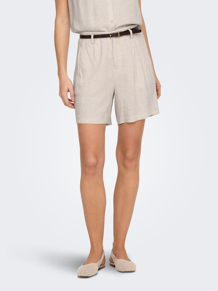 Onlsiesta Hw Belt Lin Bl Shorts Pnt Noos - Beige