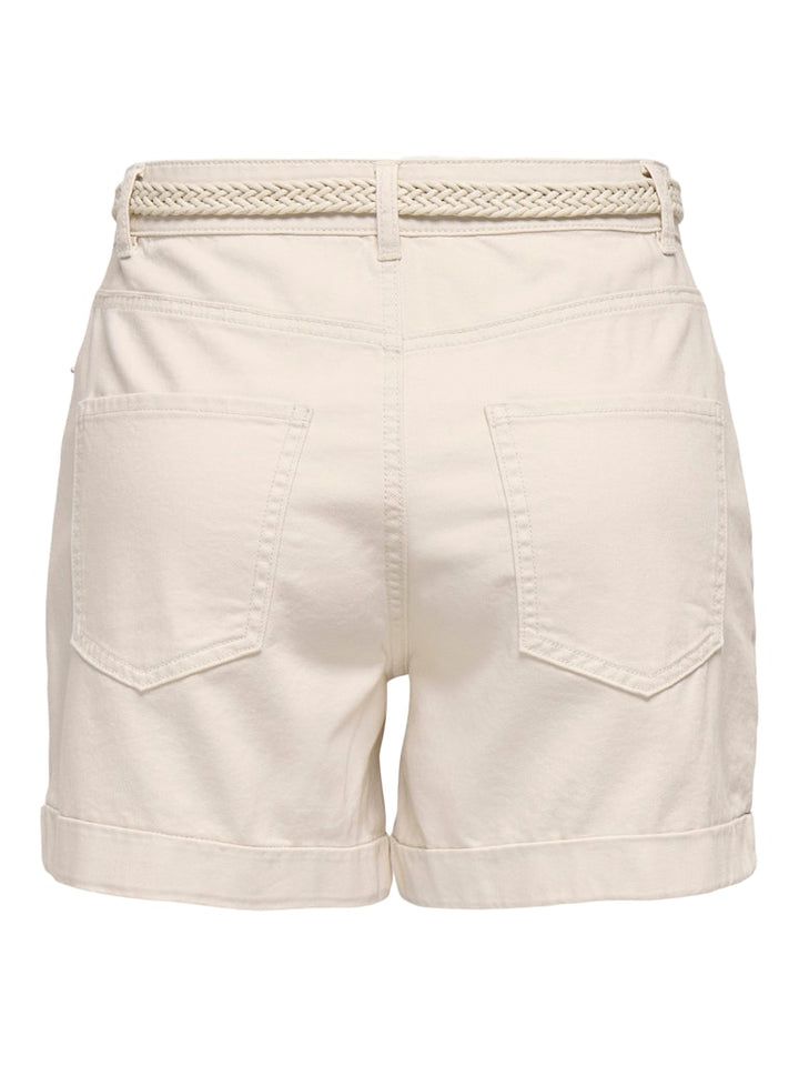 Onlvega-silla Hw Mom Belt Shorts Pnt - Wit Dessin
