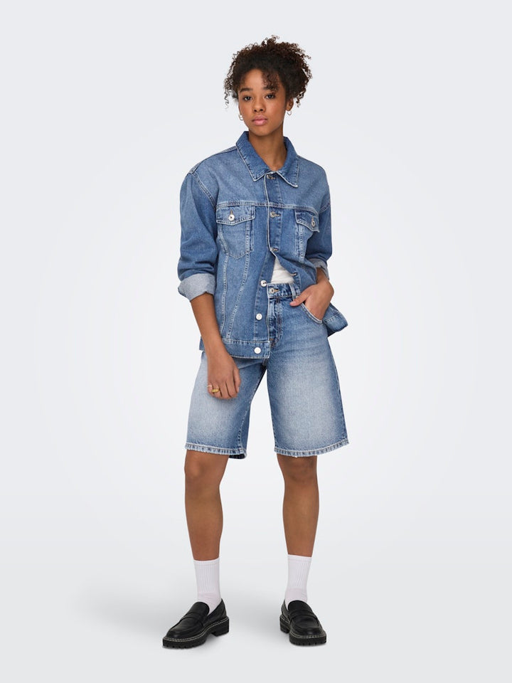 Onlmate Reg Baggy Long Shorts Dnm Noos - Blue Denim