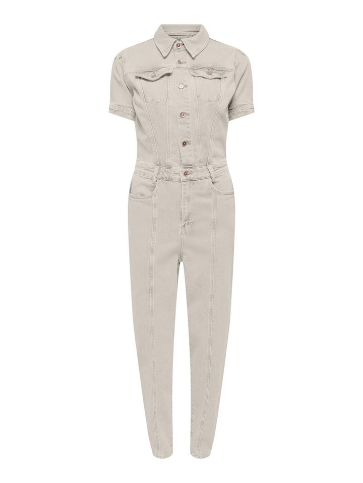Onlpalmer Ss Dnm Jumpsuit L Ank Cr - Ecru