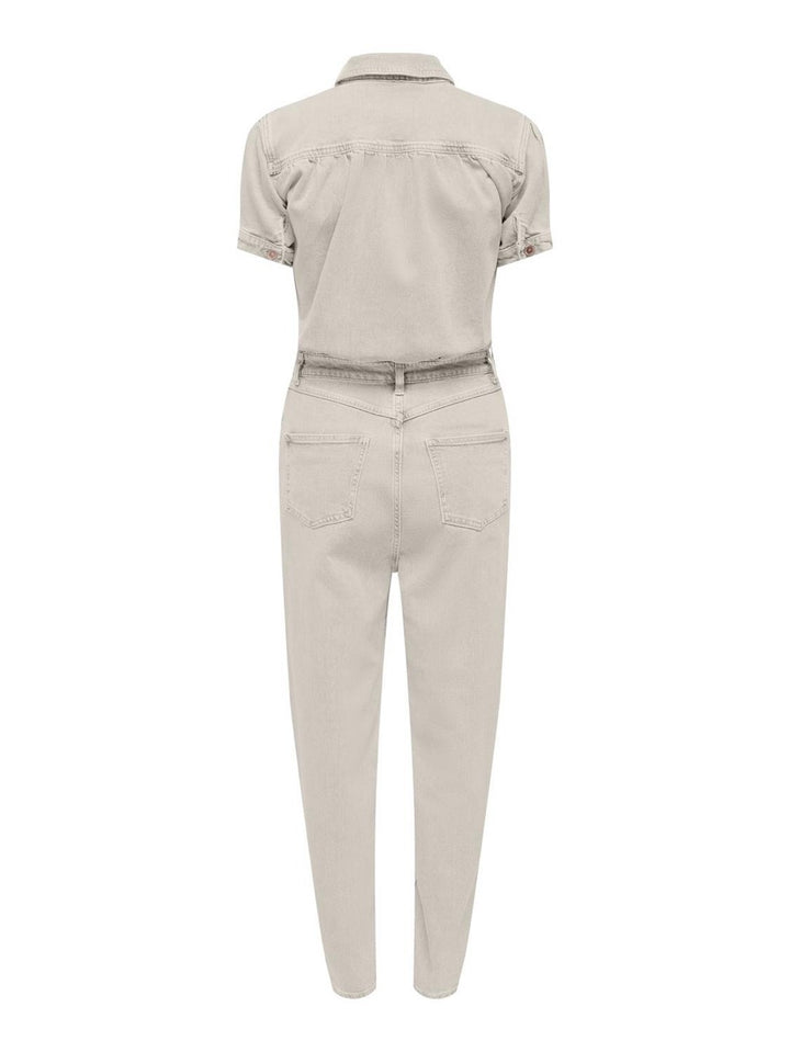 Onlpalmer Ss Dnm Jumpsuit L Ank Cr - Ecru