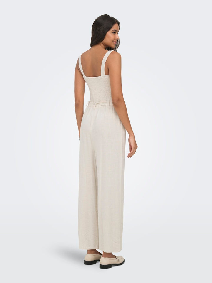 Onlsiesta Linen Bl Belt Jumpsuit Pnt - Beige