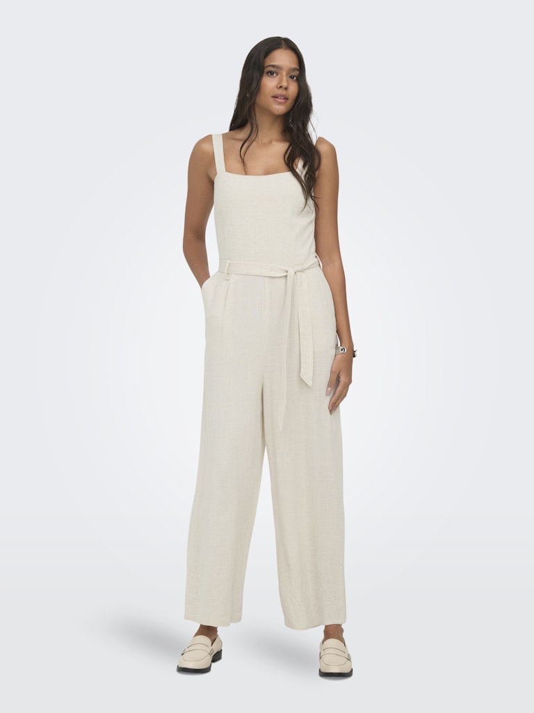Onlsiesta Linen Bl Belt Jumpsuit Pnt - Beige