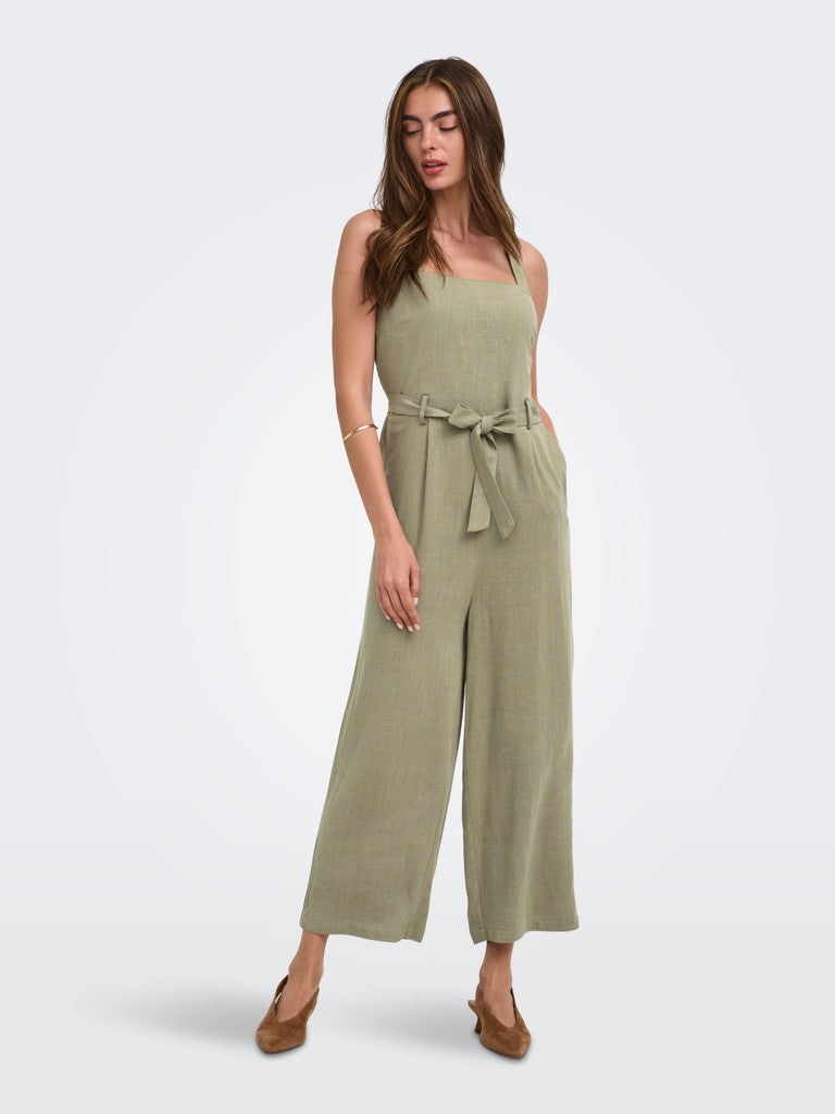 Onlsiesta Linen Bl Belt Jumpsuit Pnt - Army