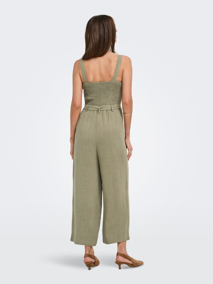 Onlsiesta Linen Bl Belt Jumpsuit Pnt - Army
