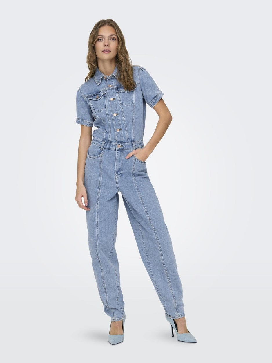 Onlpalmer Ss Dnm Jumpsuit L Ank Cro - Blue Denim