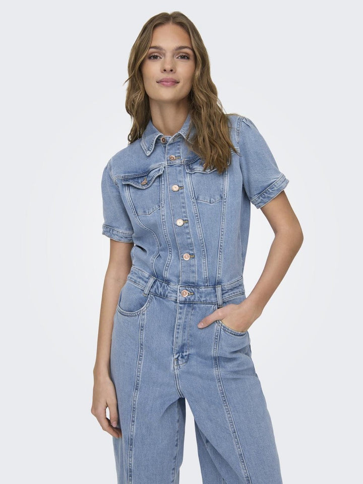 Onlpalmer Ss Dnm Jumpsuit L Ank Cro - Blue Denim