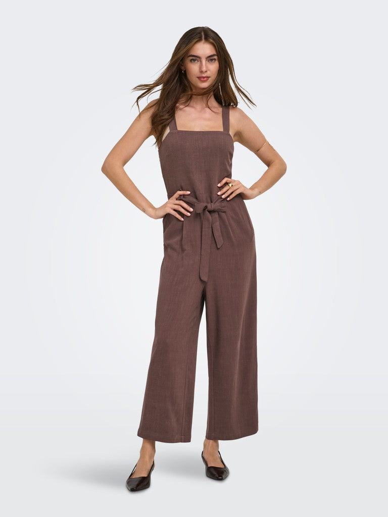 Onlsiesta Linen Bl Belt Jumpsuit Pnt - Bruin