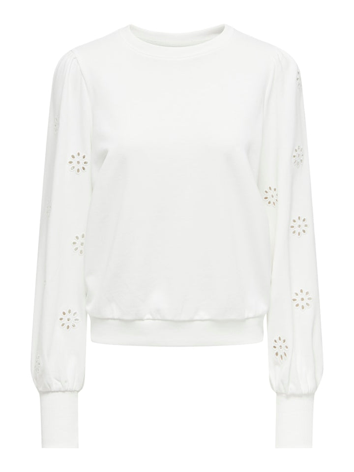 Onlfemme L/s Puff Embroidery Ub Swt - Off-white