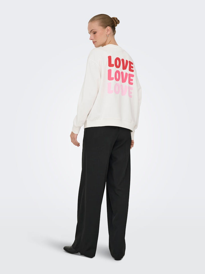 Jdynanna Life L/s Text Sweat Jrs Dia - Off-white