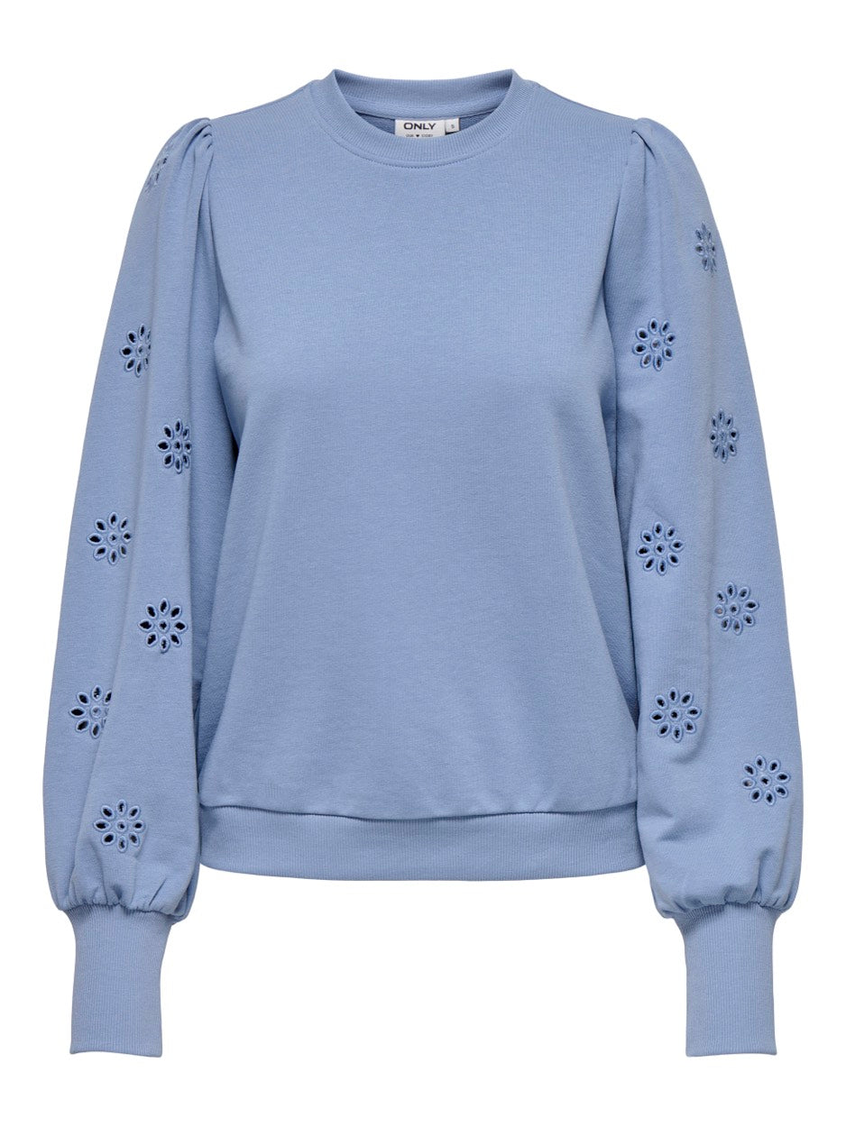 Onlfemme L/s Puff Embroidery Ub Swt - Rafblauw