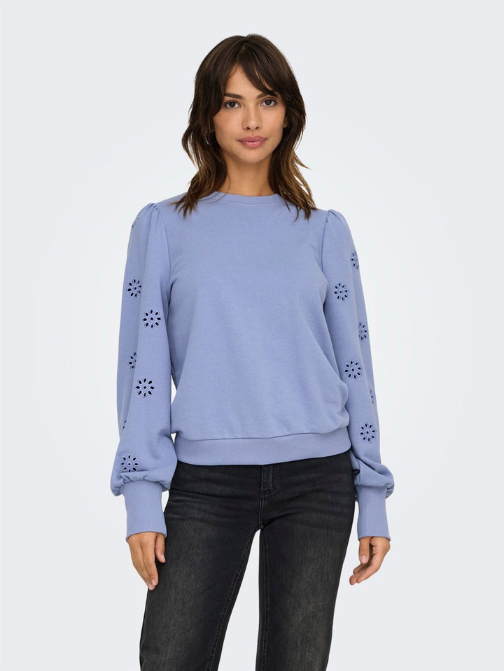 Onlfemme L/s Puff Embroidery Ub Swt - Rafblauw